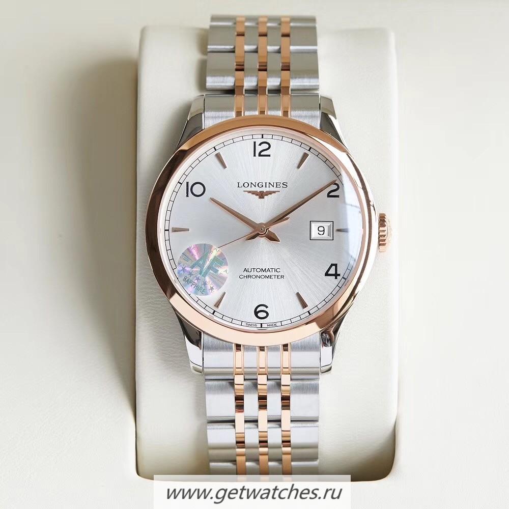 Best Price Longines Record L2.821.4.76.6 AF SS & Rose Gold Silver Dial L888.4