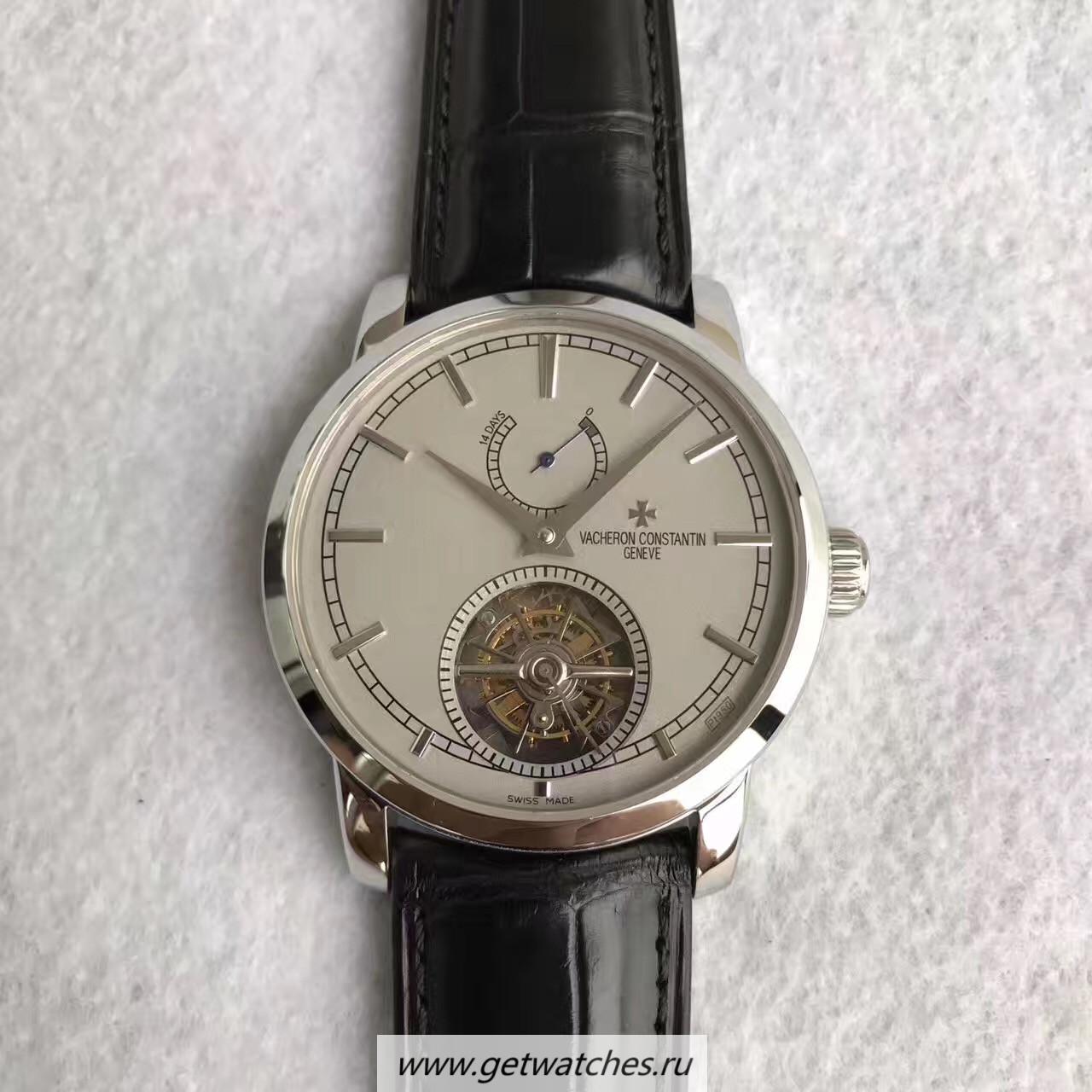 Copy Vacheron C0nstan1n ReplicaPatrimony Traditionnelle 14-Day Tourbillon 89600 TF SS White Dial 2260