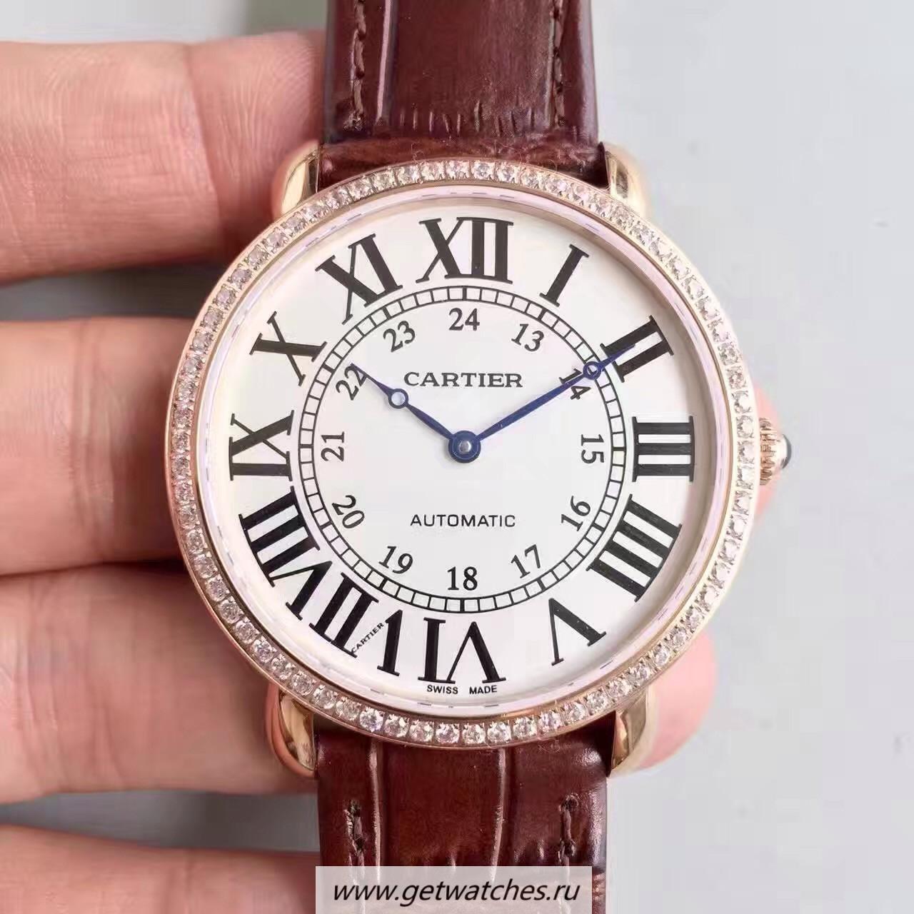 Perfect Replica Ca*t1er Ronde Luis WR000651 36mm UTF Rose Gold & D1am0nds White Dial 430MC