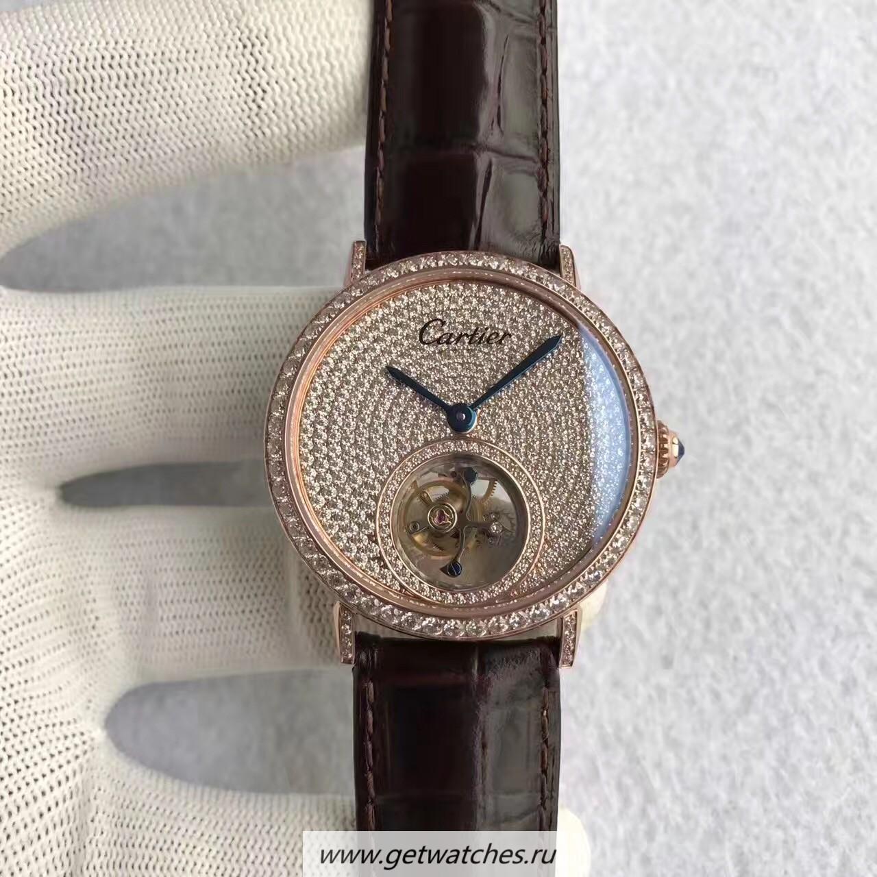 Fake Ca*t1er Rotonde Tourbillon Noob Factory Rose Gold & D1am0nds D1am0nd Dial Tourbillon