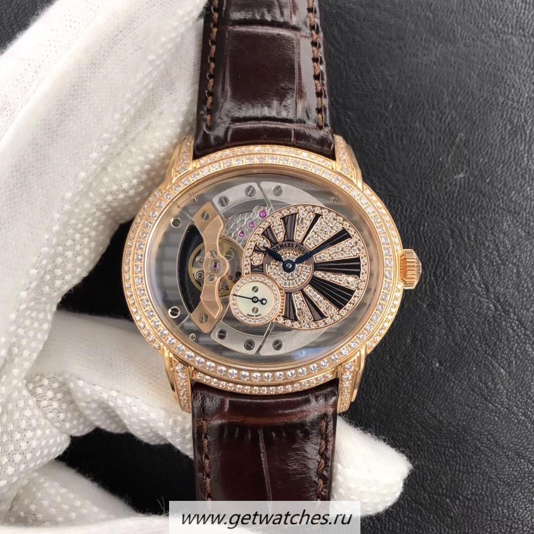 Replica Audemars P1g*et Royal Millenary 4101 15350 V9F Yellow Gold & D1am0nds Rose Gold Skeleton Dial 4101