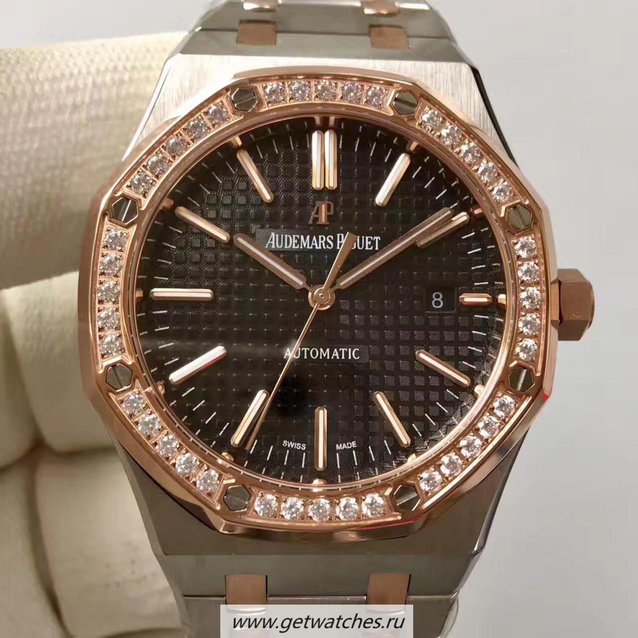 Fake Audemars P1g*et Royal Oak 15400 JF SS & D1am0nds Black Dial 3120