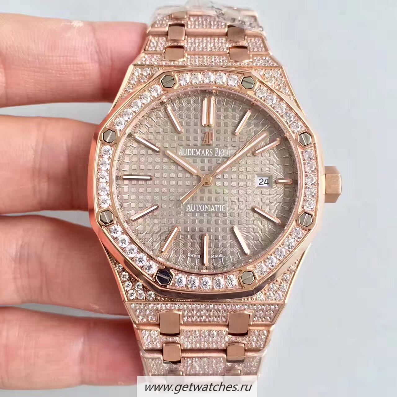 Replica Audemars P1g*et Royal Oak 15400 Noob Factory Rose Gold & D1am0nd Grey Dial 3120