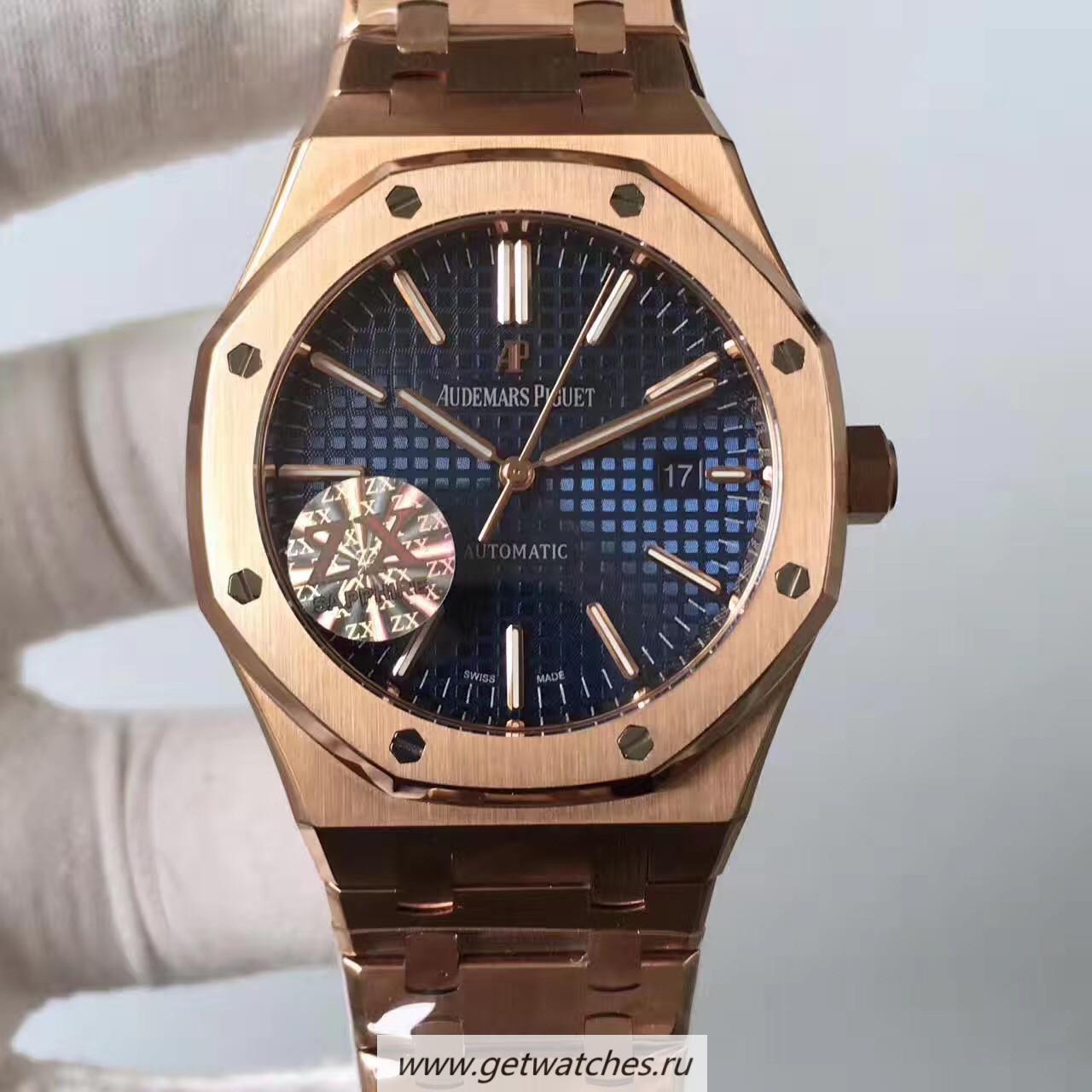 Perfect Replica Audemars Royal Oak 15400 ZXF Rose Gold Blue Dial 3120
