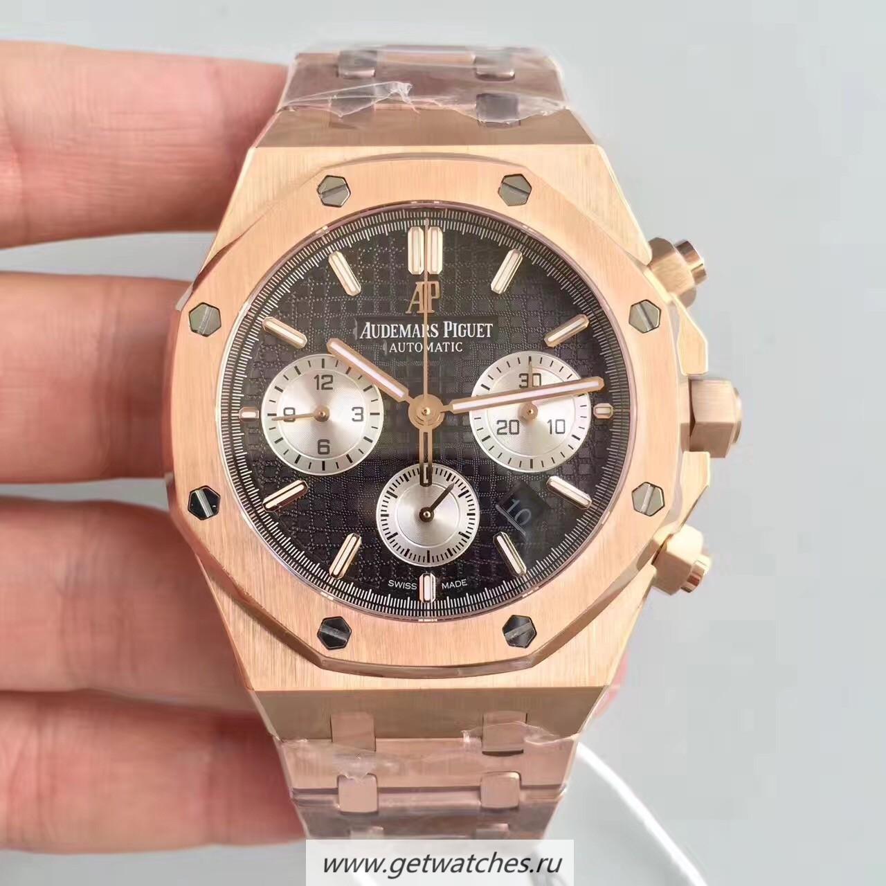 High Quality Audemars P1g*et Royal Oak Chrono 26331 JHF Rose Gold Black Dial 7750