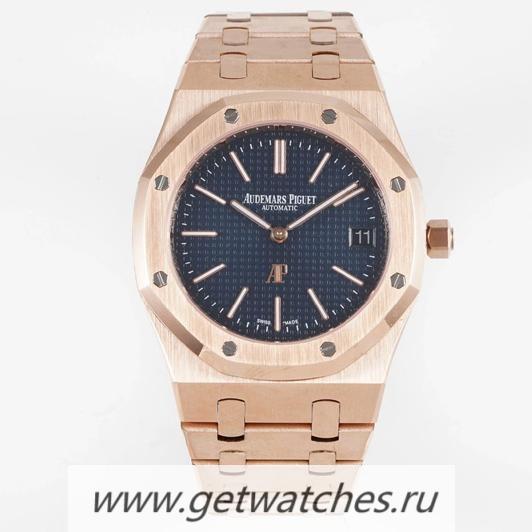 Perfect Replica Audemars Royal Oak Extra Thin 39mm 15202 KZF Rose Gold Blue Dial 2121
