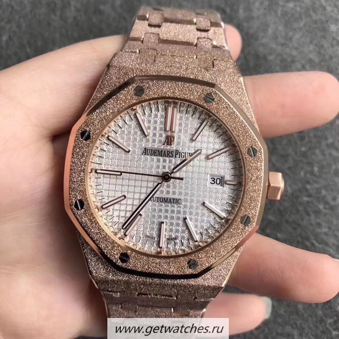 Best Price Audemars P1g*et Royal Oak Frosted Gold 41mm 15410BC Noob Factory Rose Gold Silver Dial 3120