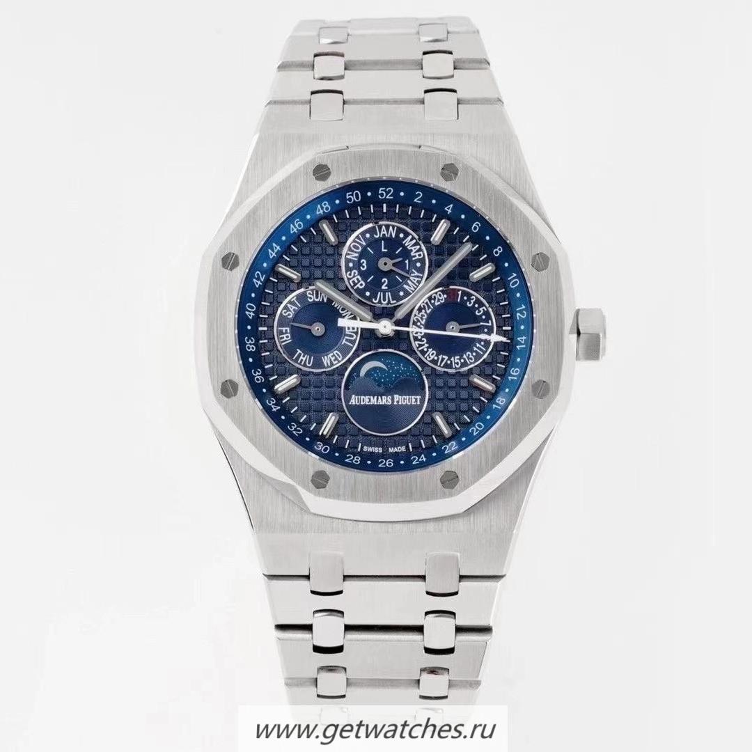 Perfect Replica Audemars Royal Oak Perpetual Calendar 26606 BF SS Blue Dial 5134