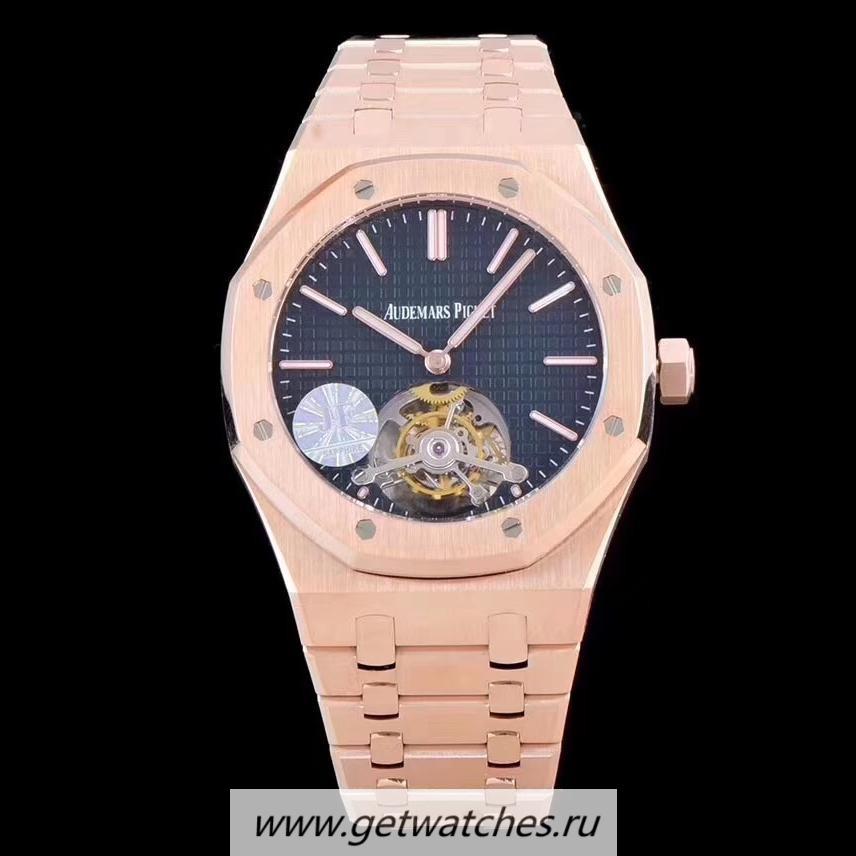 High Quality Audemars P1g*et Royal Oak Tourbillon Extra Thin 26522 JF Rose Gold Black Dial Tourbillon