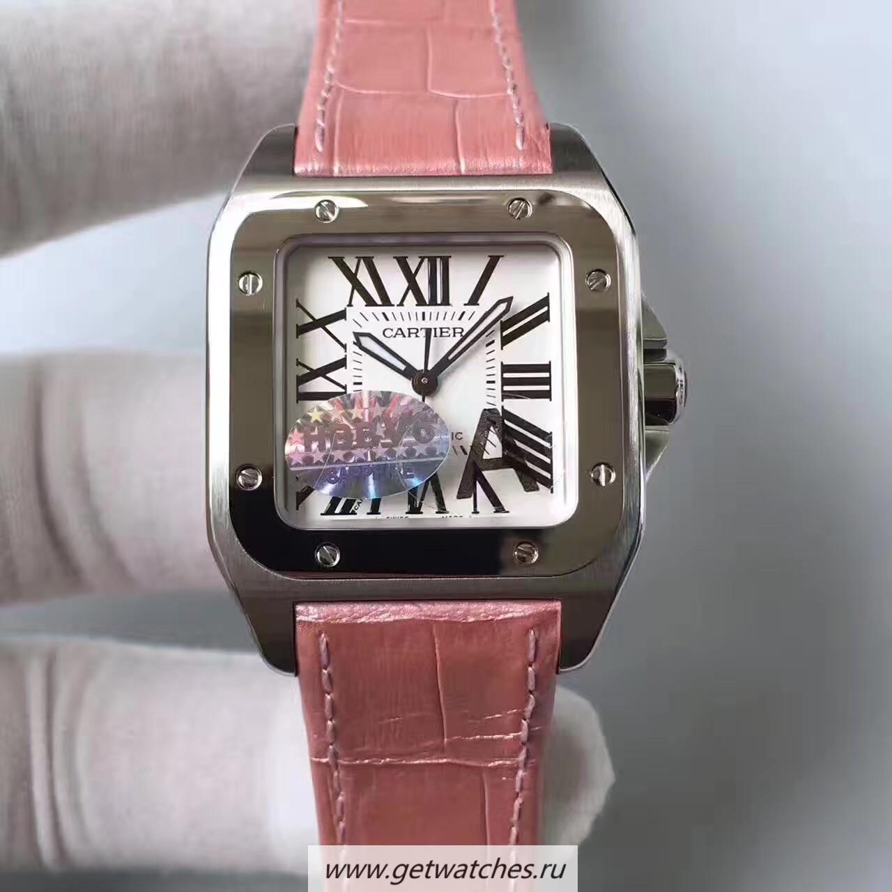 Replica Ca*t1er Santos 100 Medium Size W20126X8 HBB V6F SS White Dial 2824