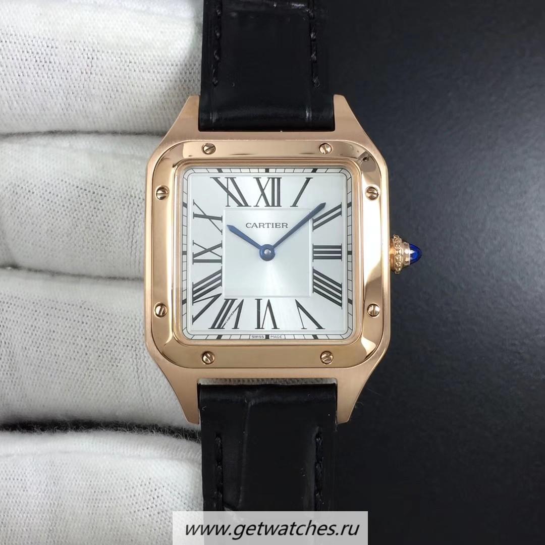 NEW Replica Ca*t1er Santos Dumont WGSA0021 XF 31mm Rose Gold Silver Dial Ronda Quartz