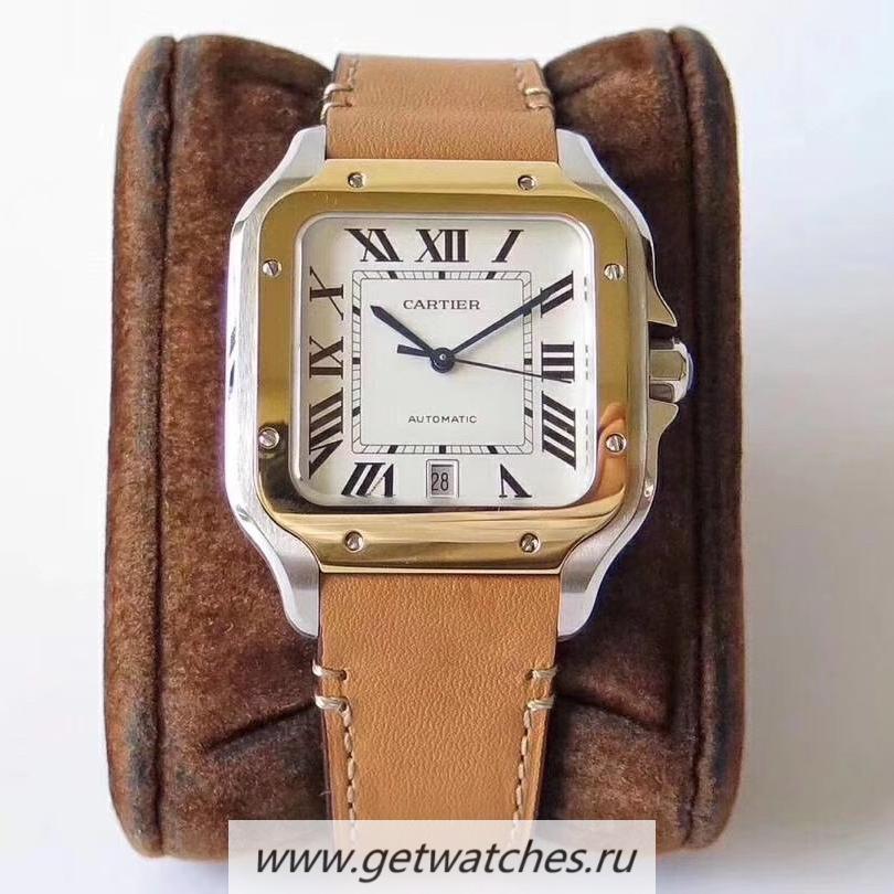 High Quality Ca*t1er Santos Large 2018 W2SA0006 KORF SS & Yellow Gold White Dial M9015