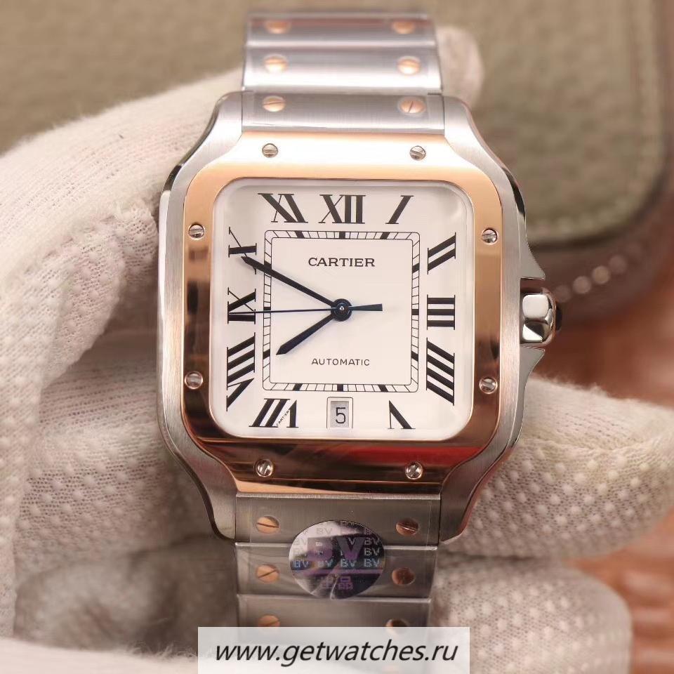 Shop Ca*t1er Santos W2SA0007 BVF V2 40mm SS & Rose Gold White Dial M9015