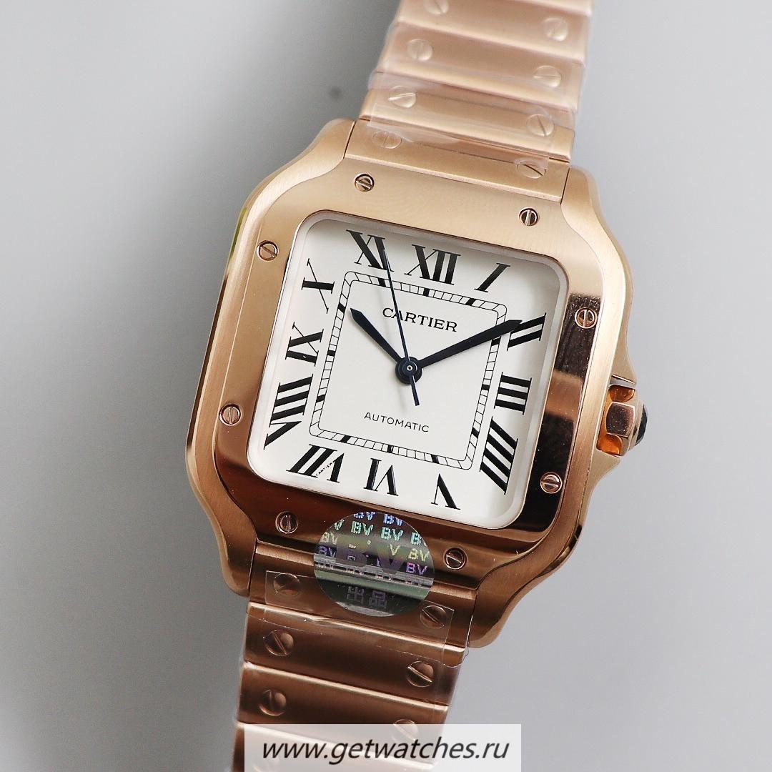 Fake Ca*t1er Santos WGSA0008 BVF V2 35mm Rose Gold White Dial M9015