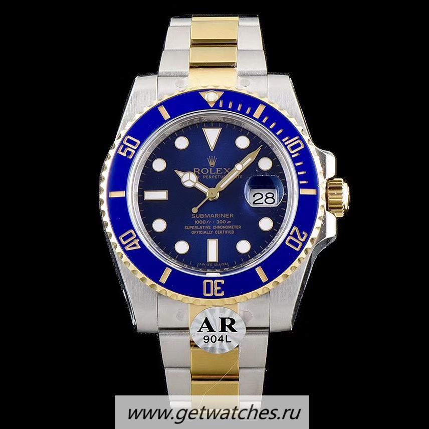 Perfect Replica R01ex Submariner Date 116613 LB ARF V3 Yellow Gold & SS 904L Blue Dial 3135