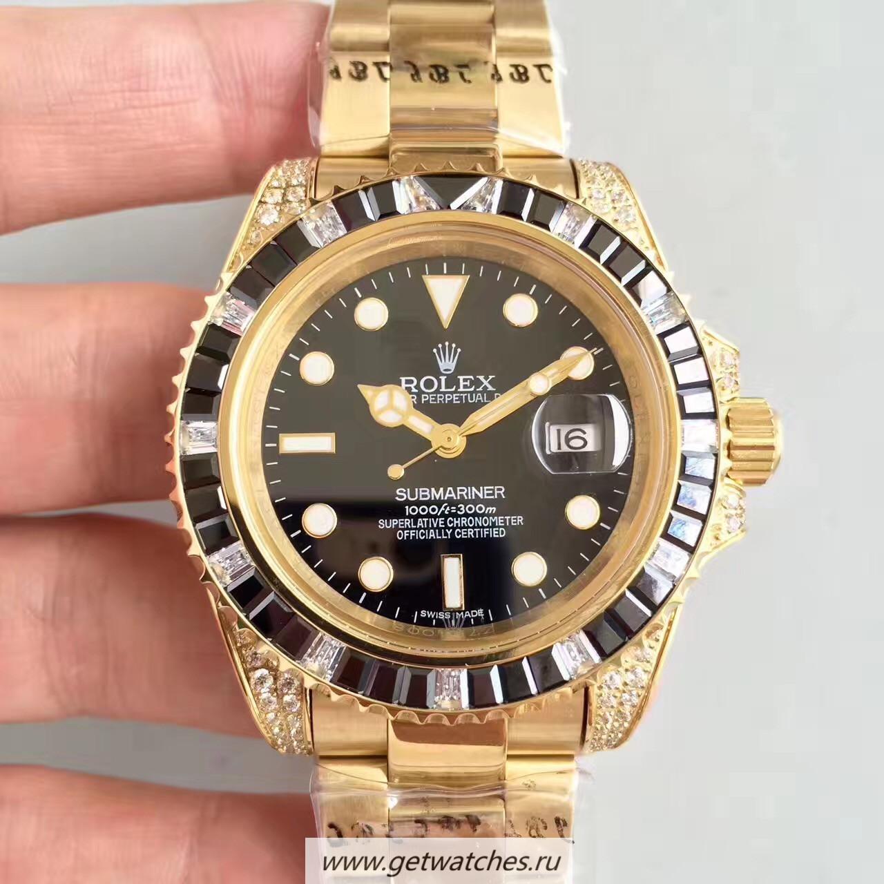 NEW Replica R01ex Submariner Date 116618 LN BPF Yellow Gold & D1am0nds Black Dial 2836
