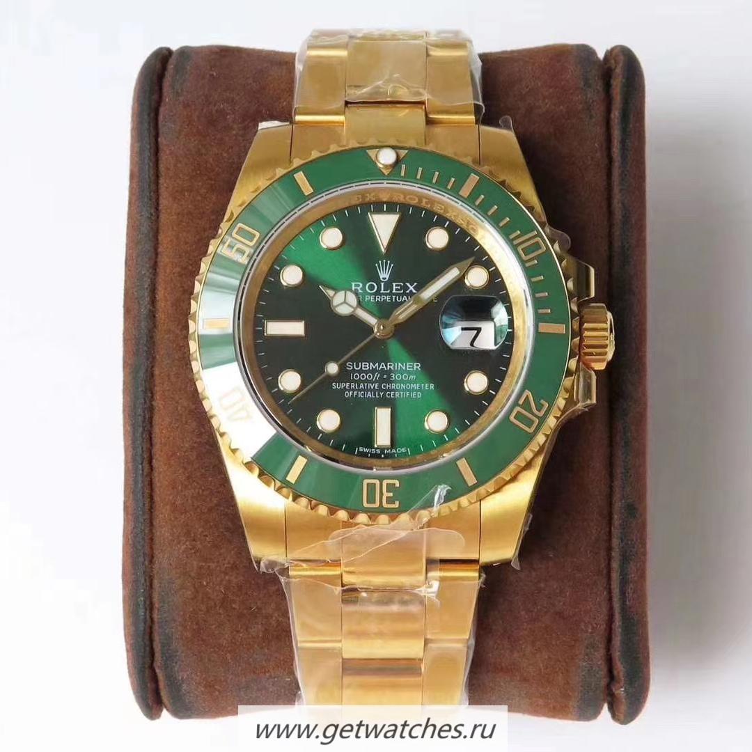 Replica R01ex Submariner Date 116618 LV ROF 18K Yellow Gold Wrapped Green Dial 2836