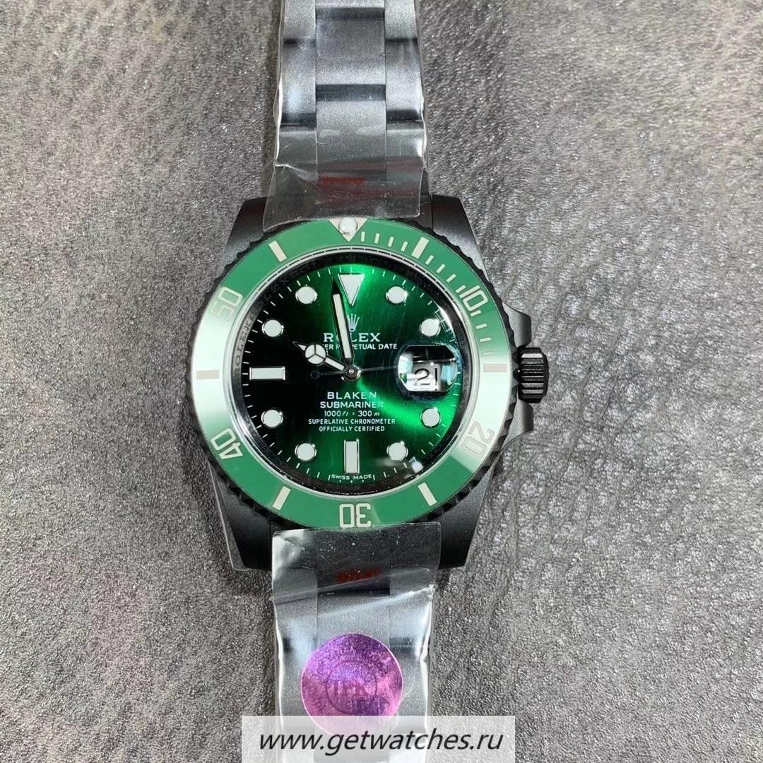 Copy R01ex Submariner Date Blaken Single Red IPKF PVD Green Dial 2824