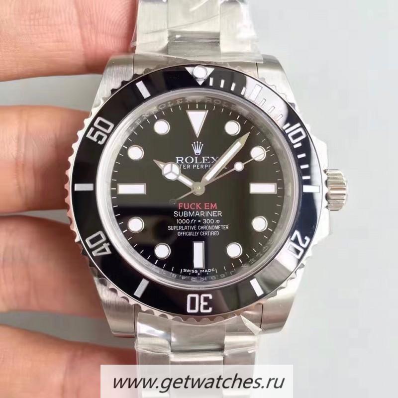 High Quality R01ex Submariner FUCK EM 114060 Noob Factory V6S SS Black Dial 2836