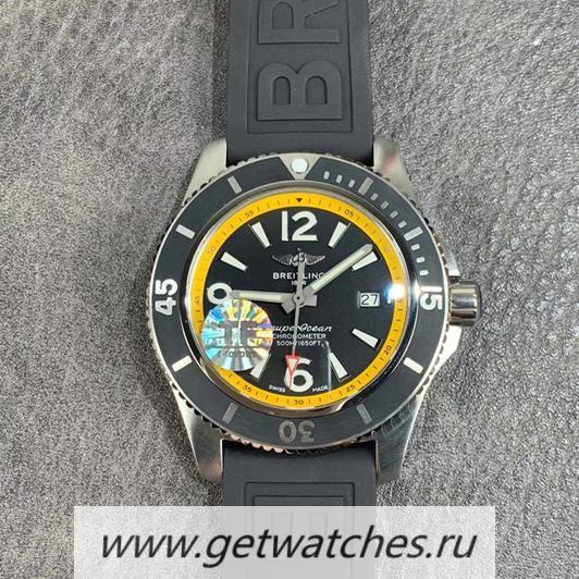 NEW Replica Breitling S*perocean Automatic 44 TF SS Black & Yellow Dial Rubber Strap 2824