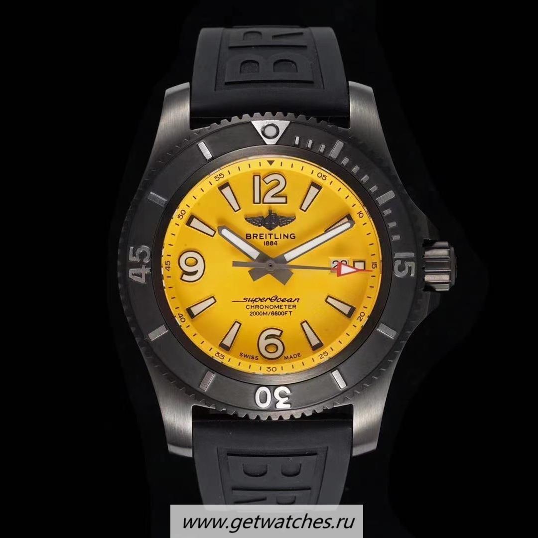 Replica Breitling S*perocean Automatic 46 TF DLC Yellow Dial 2824