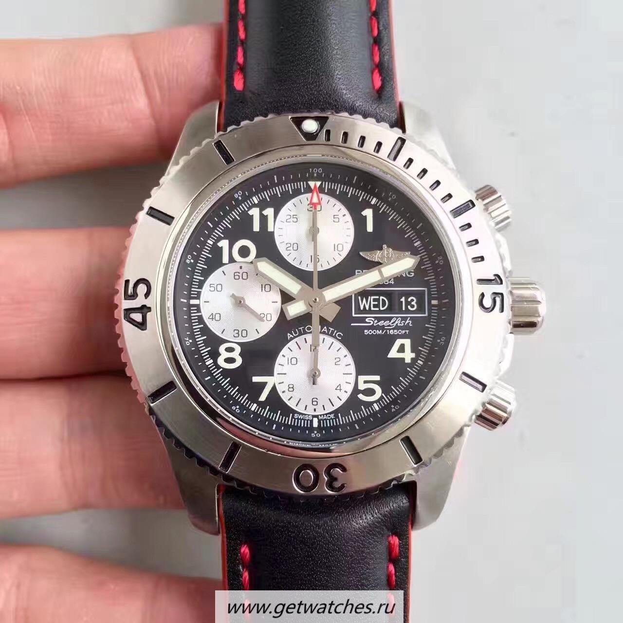 Copy Breitling S*perocean Chrono Steelfish A13341C3/BD19/228X/A20BASA.1 Noob Factory SS Black Dial 7750