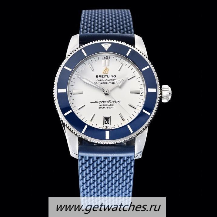 Replica Breitling S*perocean Heritage II 42mm GF SS White Dial Blue Rubber Strap 2824 V2