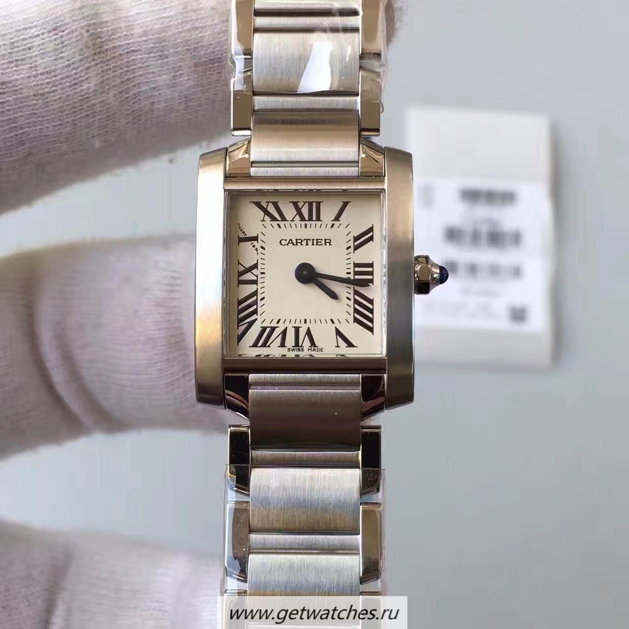 Copy Ca*t1er Tank Francaise Ladies W51008Q25 20mm x 35mm TWF SS White Dial Quartz