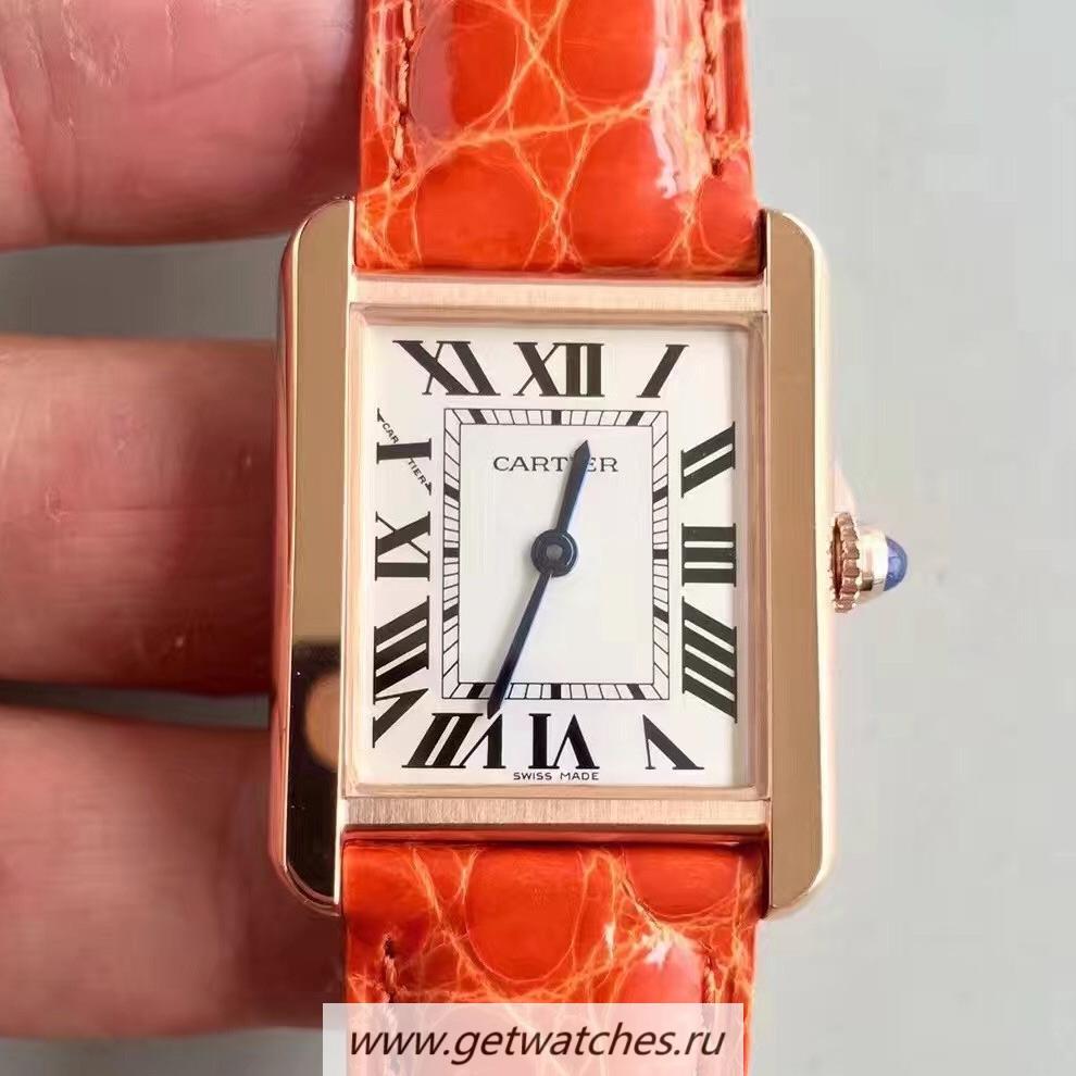 Copy Ca*t1er Tank Solo Ladies W5200003 27mm x 34mm TWF Rose Gold White Dial Quartz