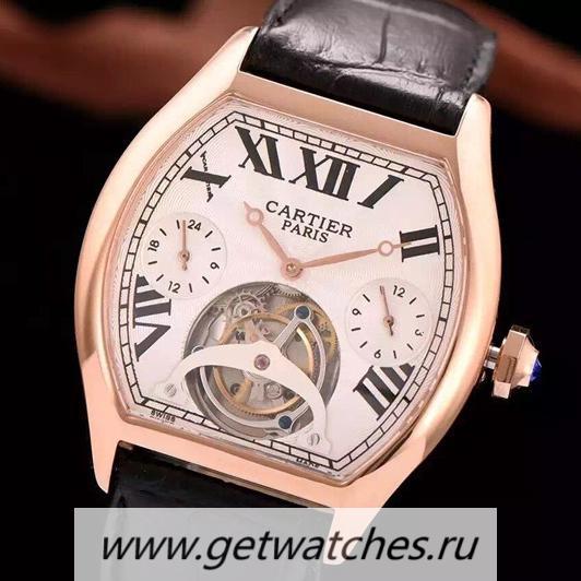 Shop Ca*t1er Tortue Tourbillon Rose Gold White Dial Tourbillon