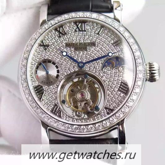 Replica Pat*k Phi1i*pe Tourbillon Moonphase Power Reserve SS D1am0nds Bezel Tourbillon