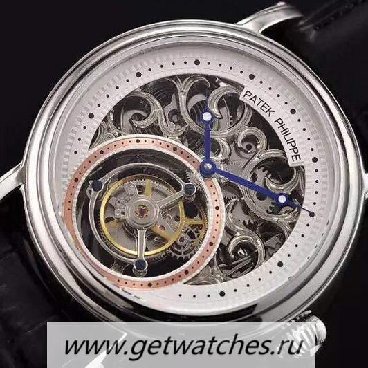 Shop Pat*k Phi1i*pe Tourbillon SS Skeleton & White Dial Tourbillon