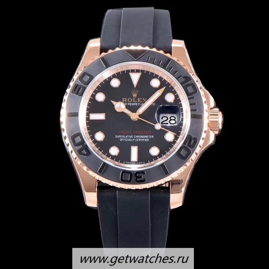 Fake R01ex Yacht-Master 40 116655 ARF SS 904L With Rose Gold Plated Black Dial 2824