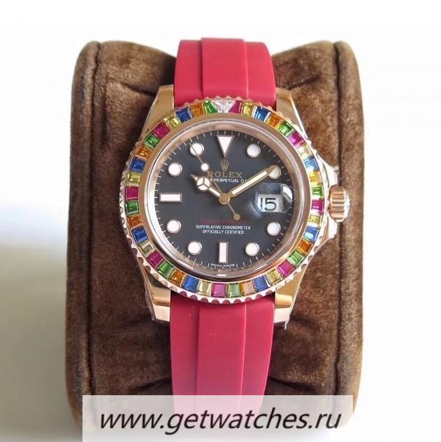 Copy R01ex Yacht-Master 40 116695 SATS Noob Factory SS 904L With 18K Rose Gold Wrapped & D1am0nd Black Dial 2836