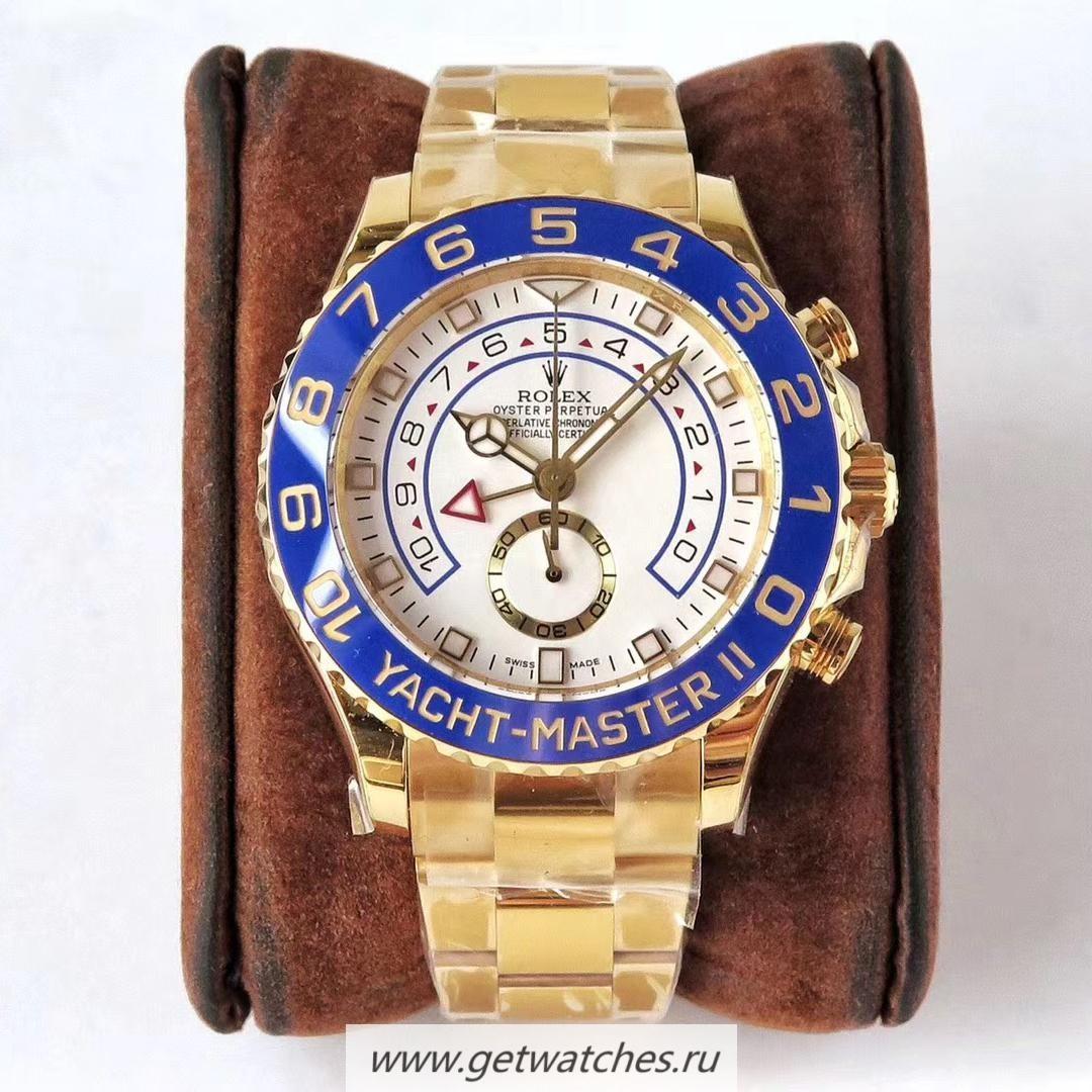 NEW Replica R01ex Yacht-Master II 116688 VRF Yellow Gold White Dial 7750